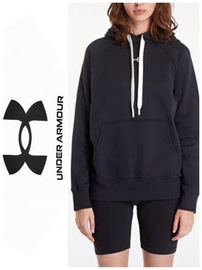 Under Armour Black Hoodie Sweatshirt White Drawcords XXL fleece athleisure cool